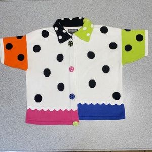 Vintage Berek Short-sleeved Sweater. L. Polka Dot.